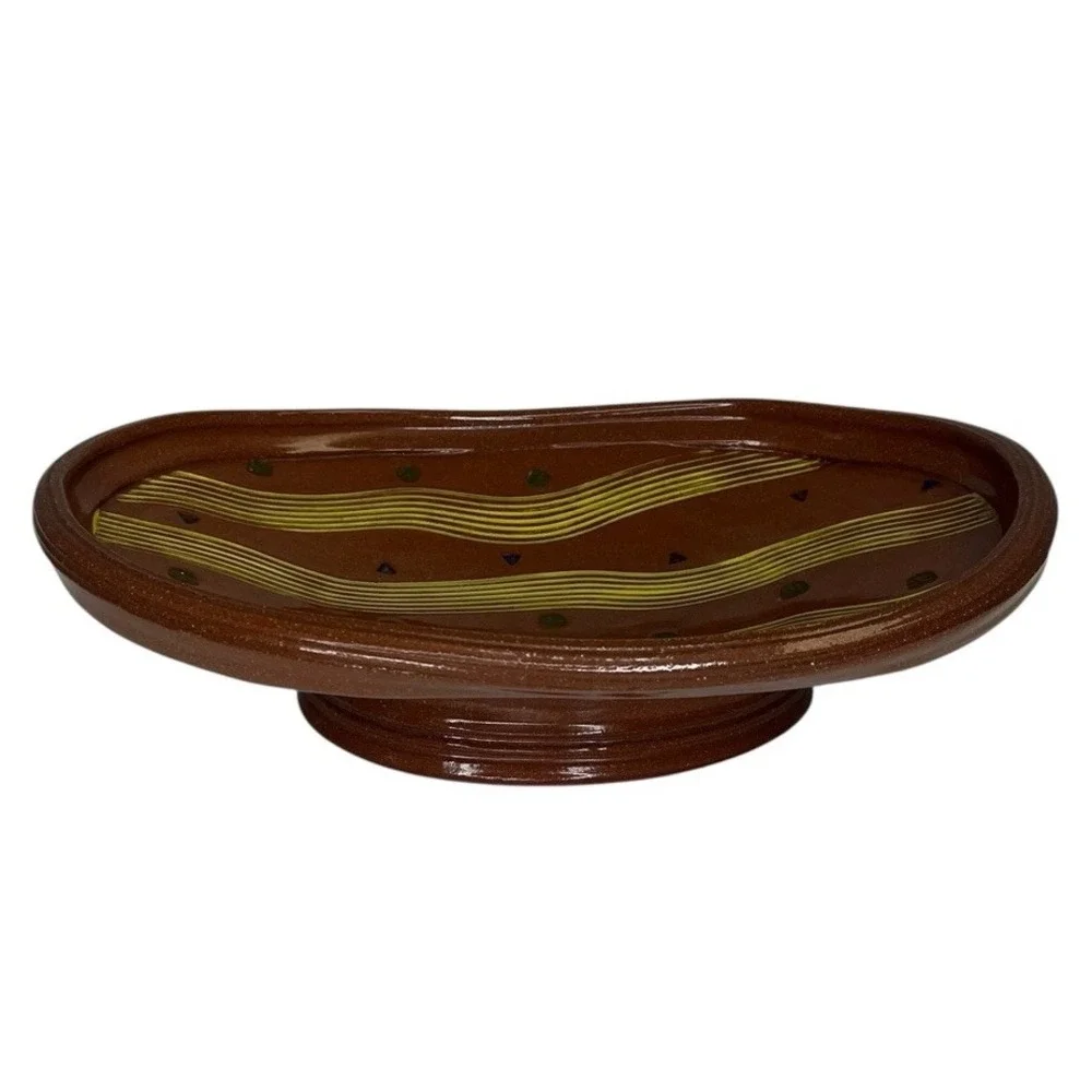 Neil Patterson Studio Pottery Footed‎ Bowl Pattern Sgraffito Stamped Terracotta